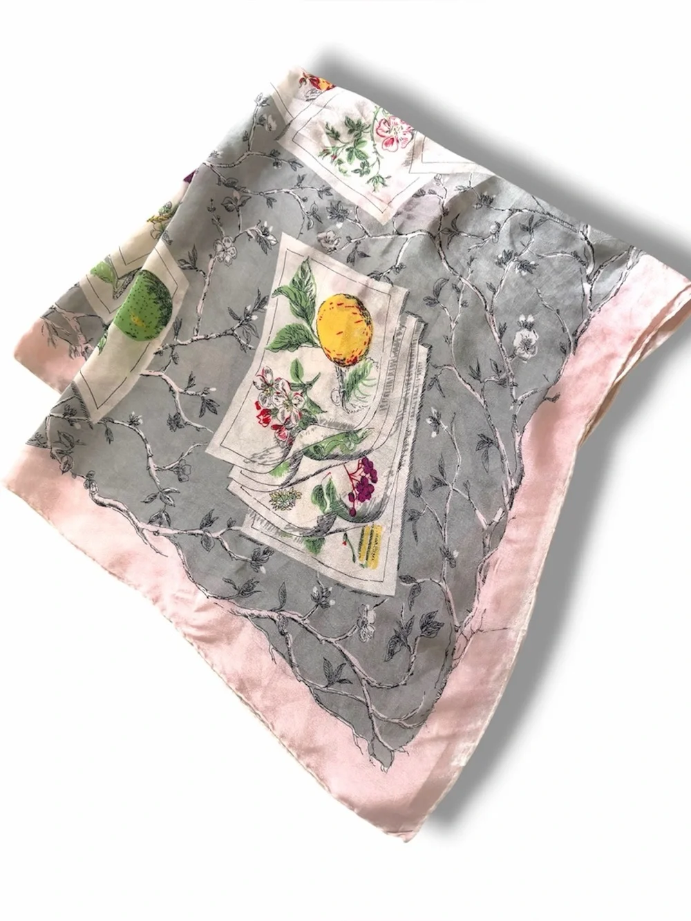 Longchamp silk scarf, “Laurel In The Vegetable Garden